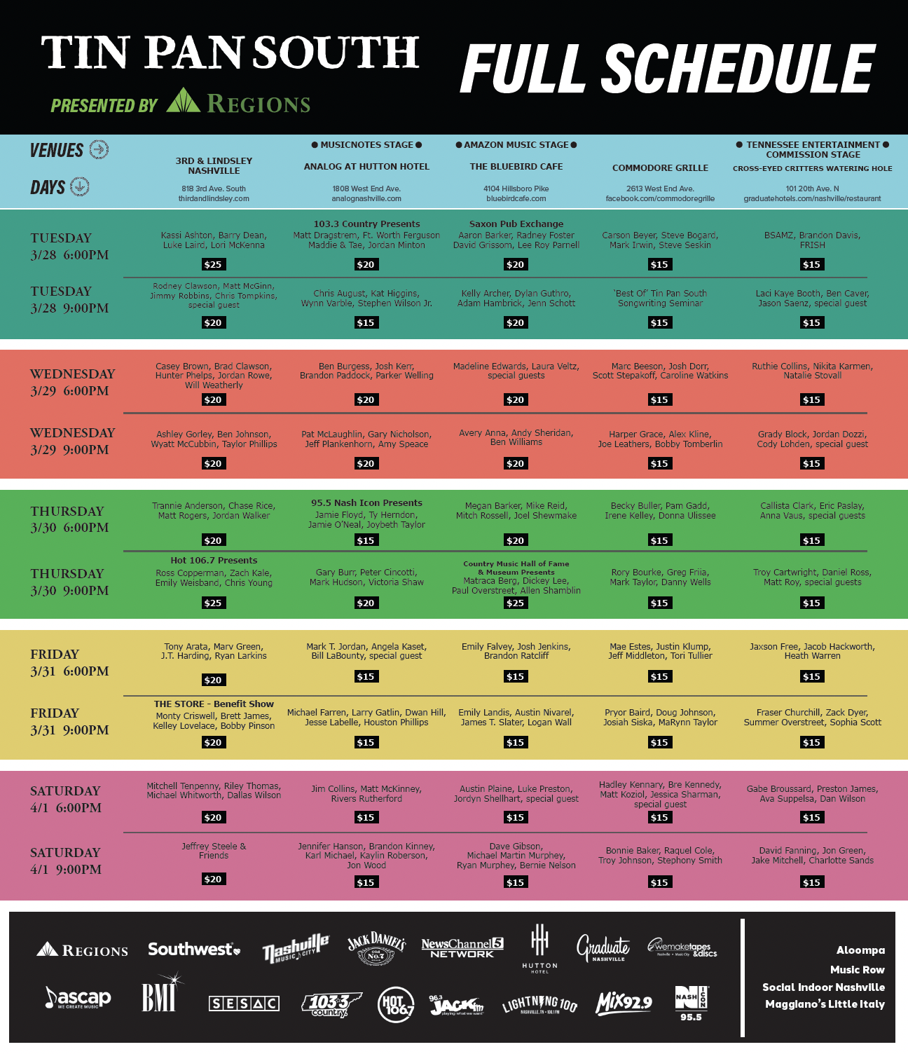 Schedule Tin Pan South